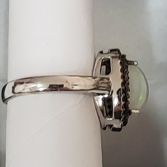 Welo Opal Champagne Diamond double halo ring